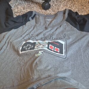 Gray and Black Nintendo Graphic Tee